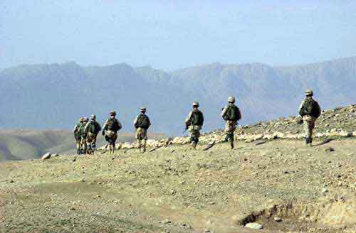 US troops patrolling the empty space of Afghanistan